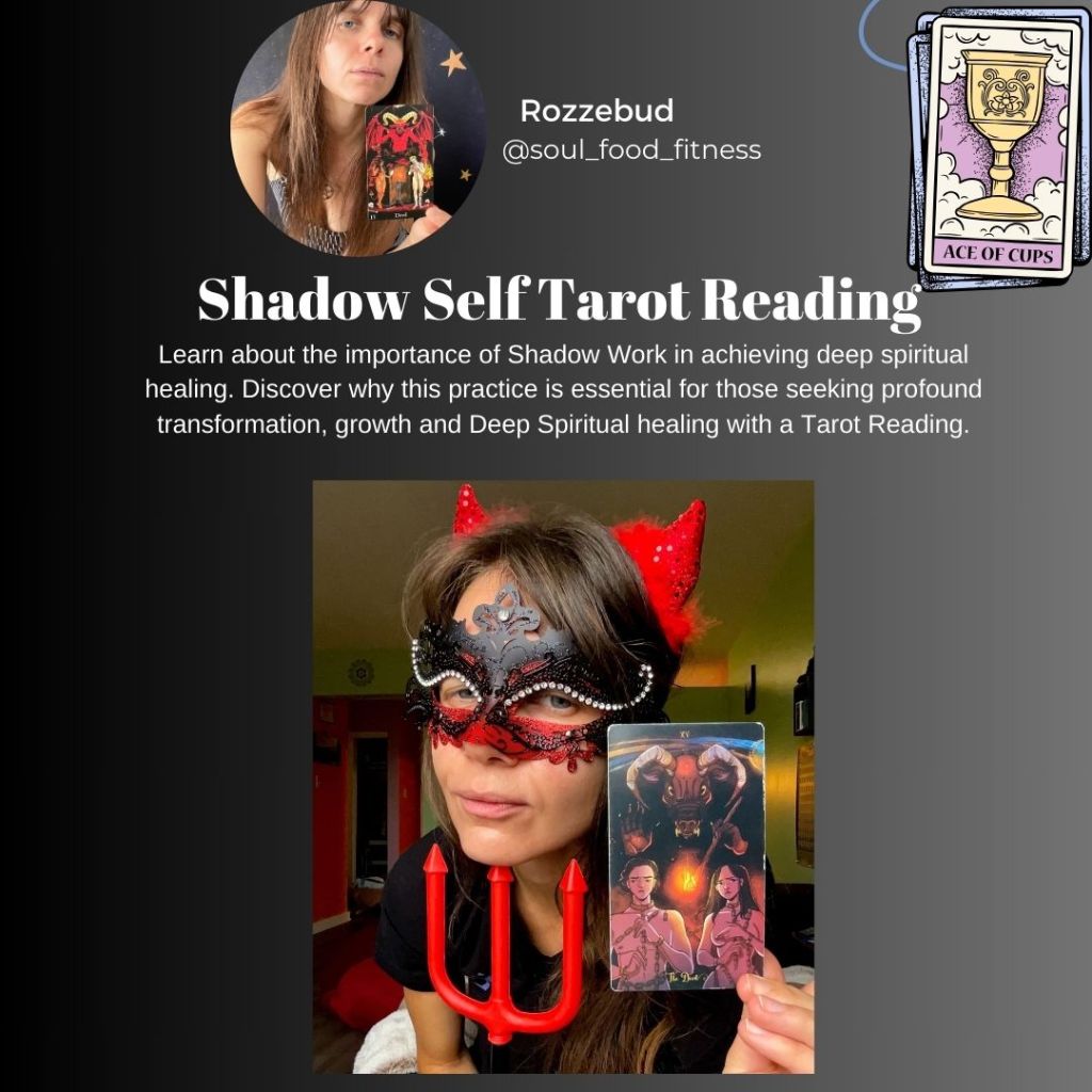A picture of me promoting the Devil Tarot Arcana representing our shadow Self