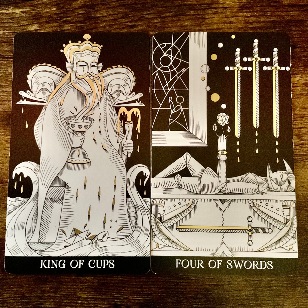 King of Cups and Four of Swords from the Symbolic Soul Tarot