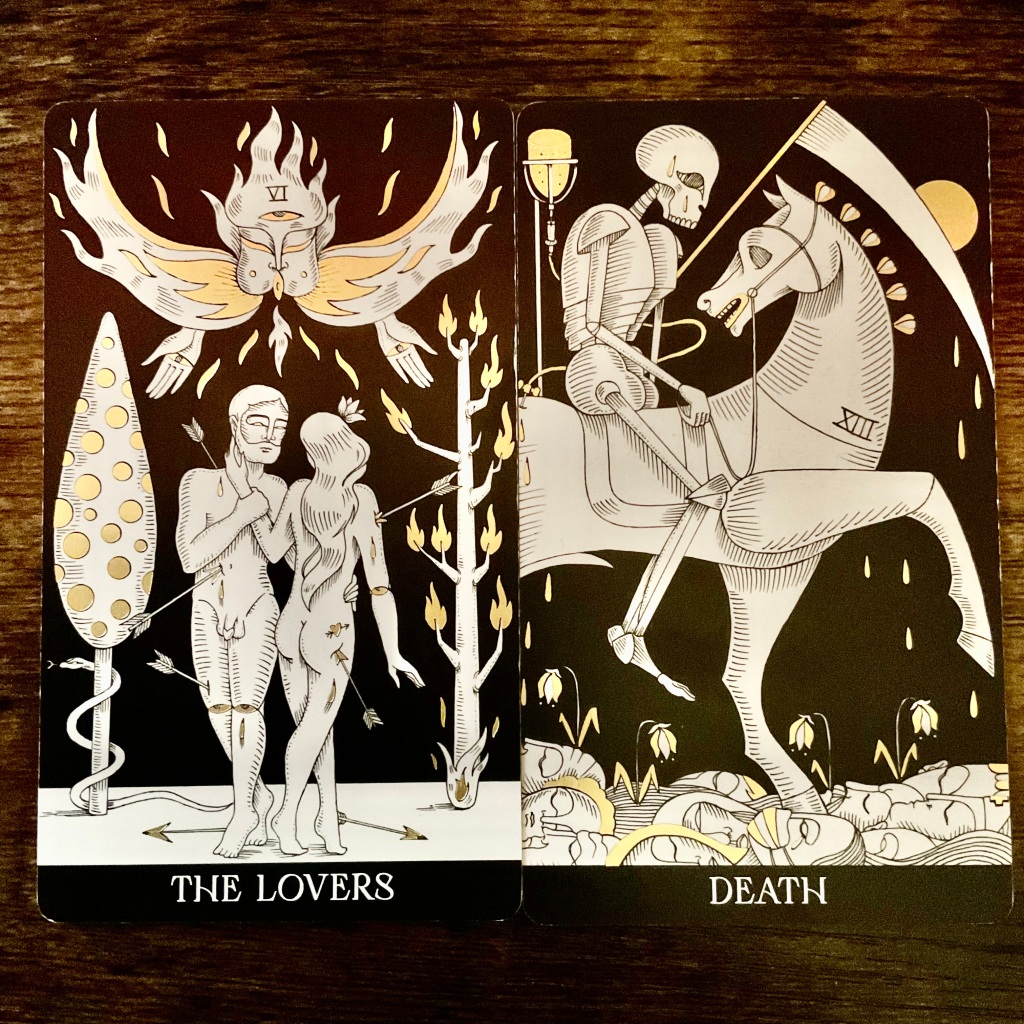 The Lovers and the Death card from the Symbolic Soul Tarot Deck